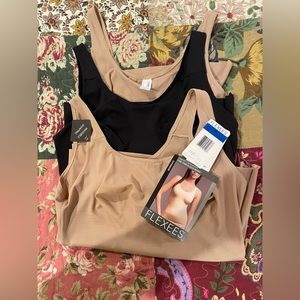 3 “Flexees body shapers. Invisible shaping.  1 black 2 tan.  Priced $12 each.
